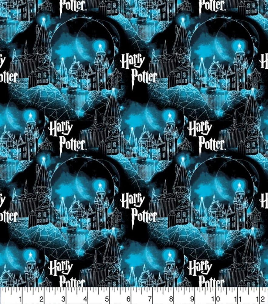 $5/yard $45/Bolt Licensed Harry Potter Hogwarts Moon Teal & Black 23800167JAS