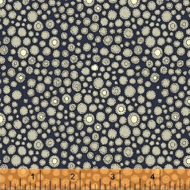 Windham Fantasy Sally Kelly Flower Buttons Navy 51291-1