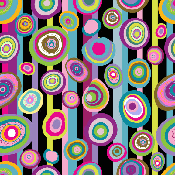 Suite B for Island Batik In Motion Lines with Circles Black Multi 922108795SB