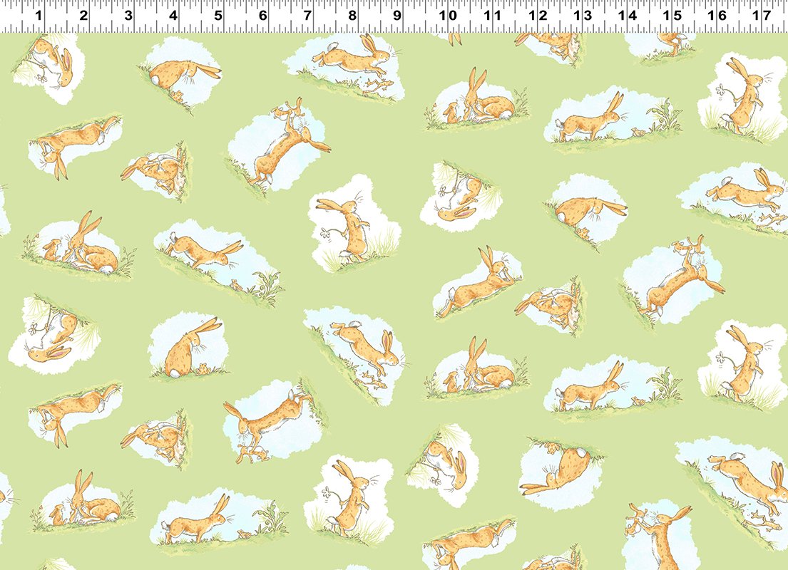 Clothworks Guess When Toss Light Olive Rabbits Y2872-23