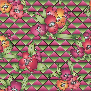 Suite B for Island Batik Lush Triangles Flowers Pink Rosewood 922107175CP