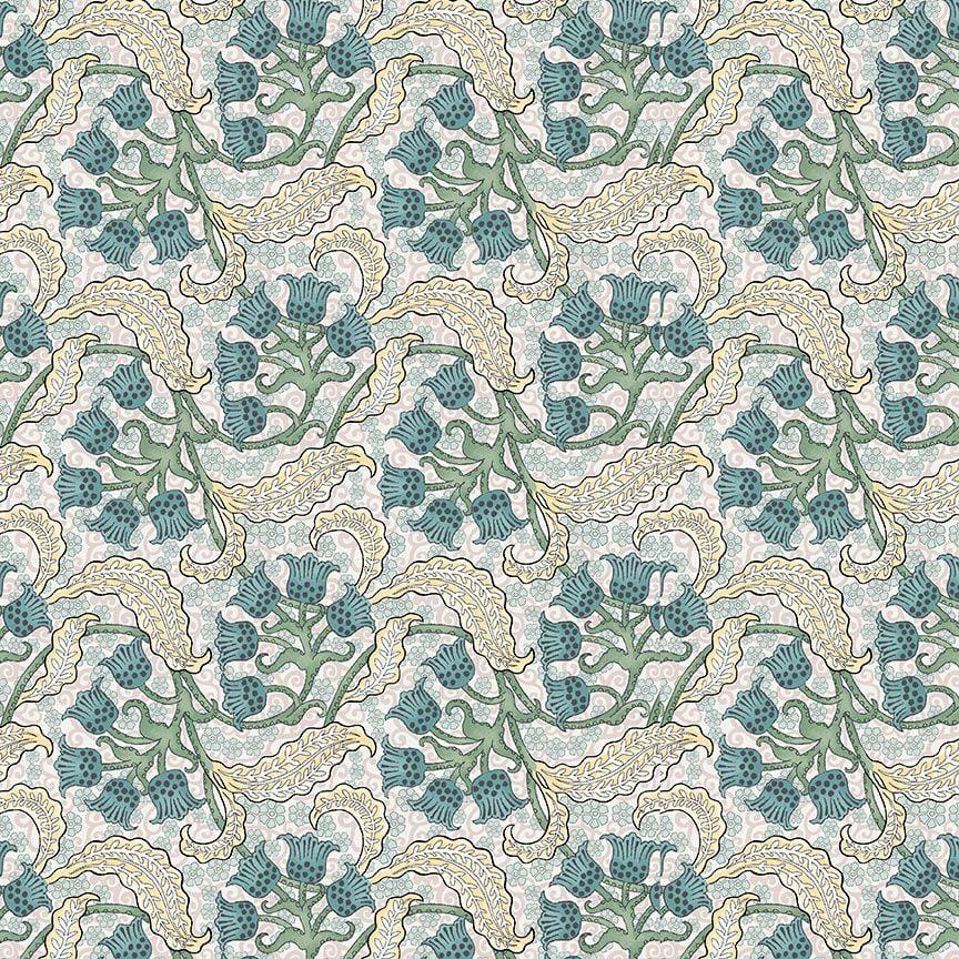 Timeless Treasures Fleur Dragonfly Garden Vintage Floral Clusters Cream CD1738