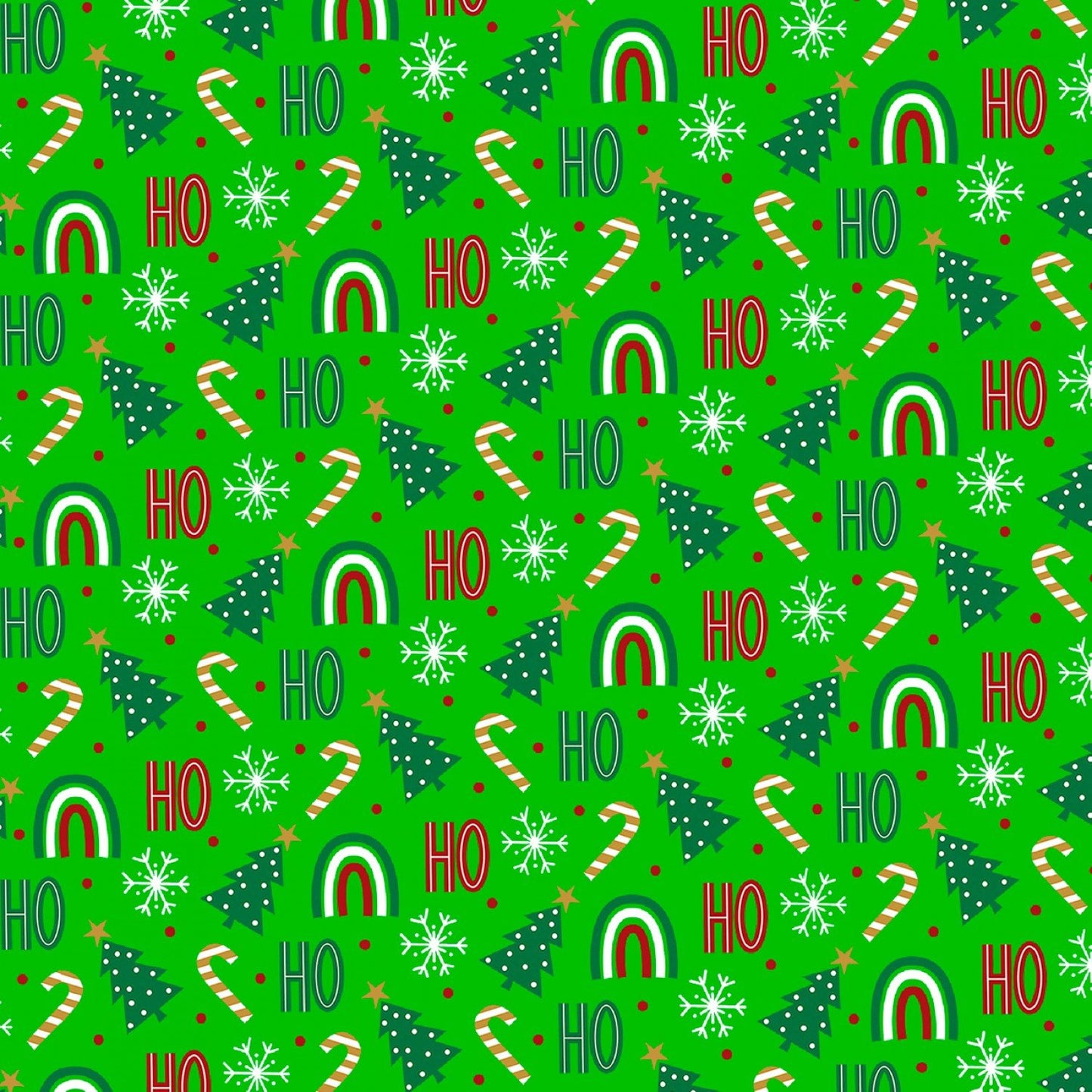 P&B Textiles Christmas Miniatures II Ho Ho Words Green