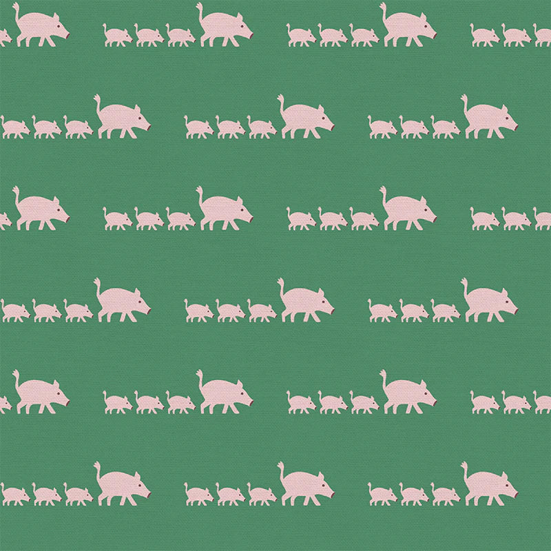Paintbrush Studio Fabrics Animal Kingdom Pigs 12021550 Green