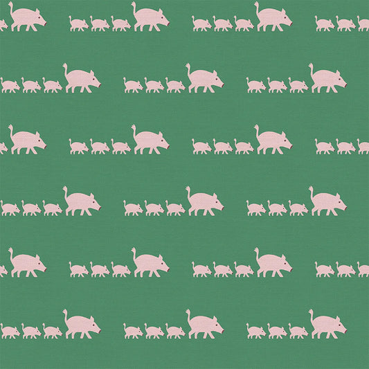 Paintbrush Studio Fabrics Animal Kingdom Pigs 12021550 Green