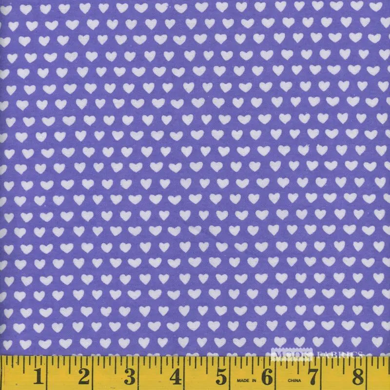 7018 Mook Fabrics Flannel Hearts Purple 100981