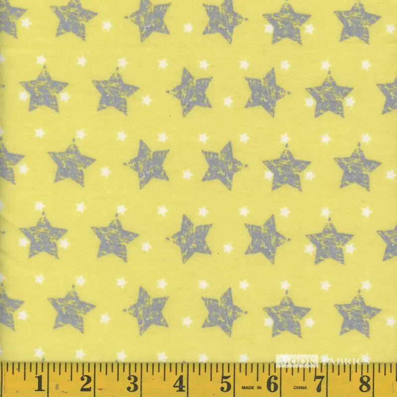 7026 Mook Fabrics Flannel Stars Yellow Grey 116457