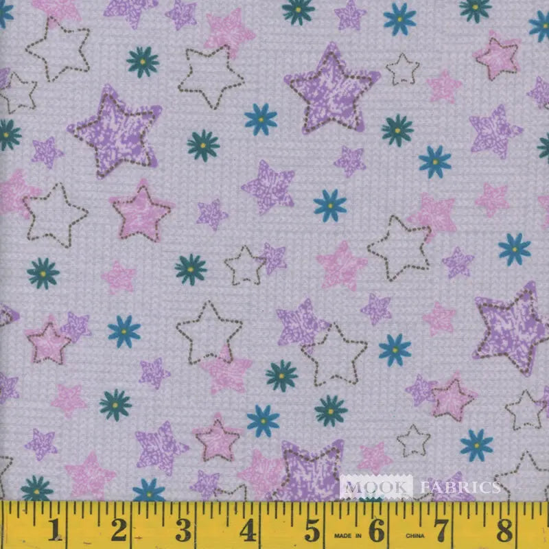7035 Mook Fabrics Flannel Little Dot Stars Gray Purple 121710