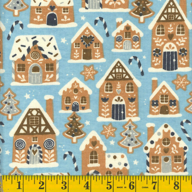 7046 Mook Fabrics Flannel Gingerbread Delight Blue 142058