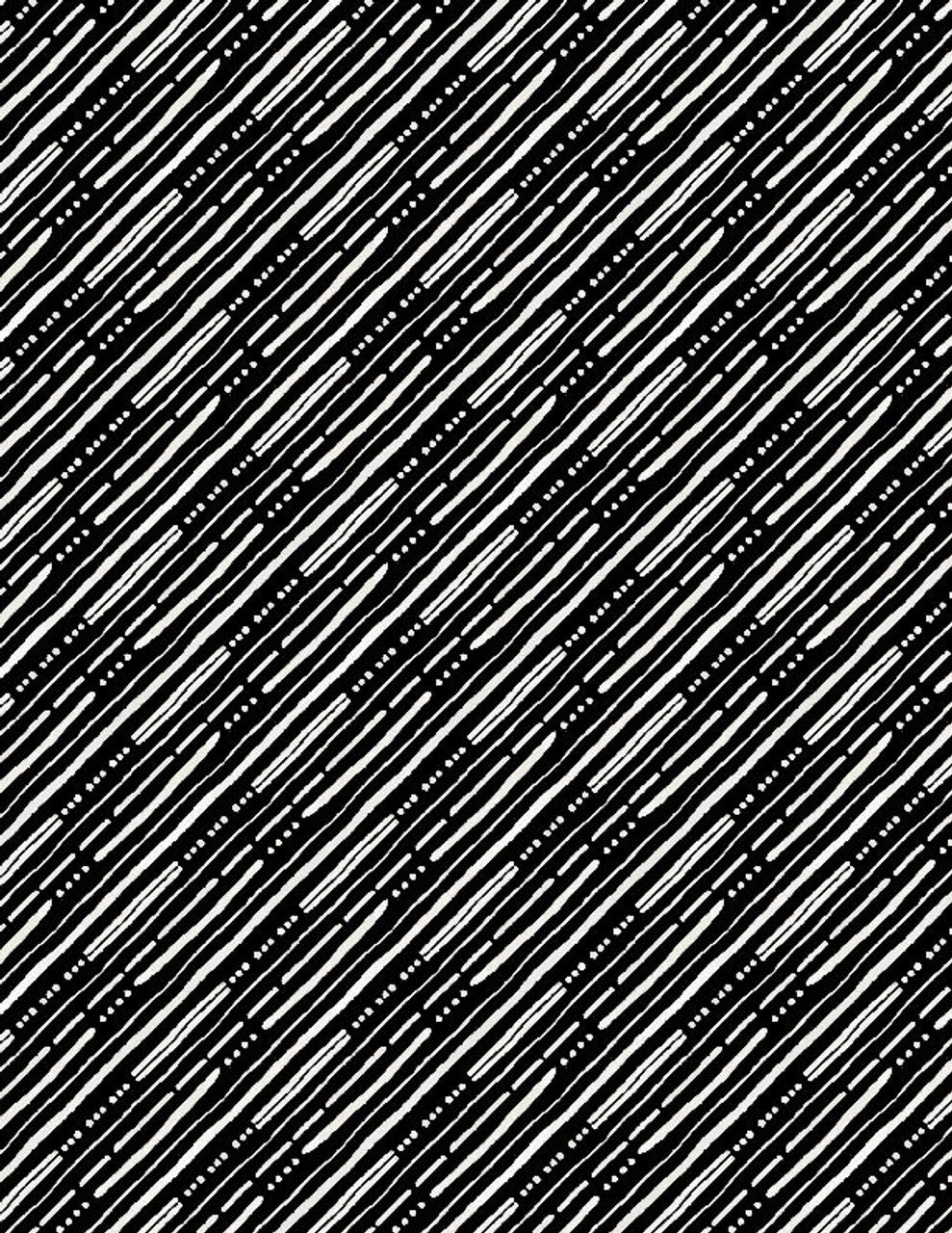 Wilmington Paisley Place Diagonal Stripes Black and White