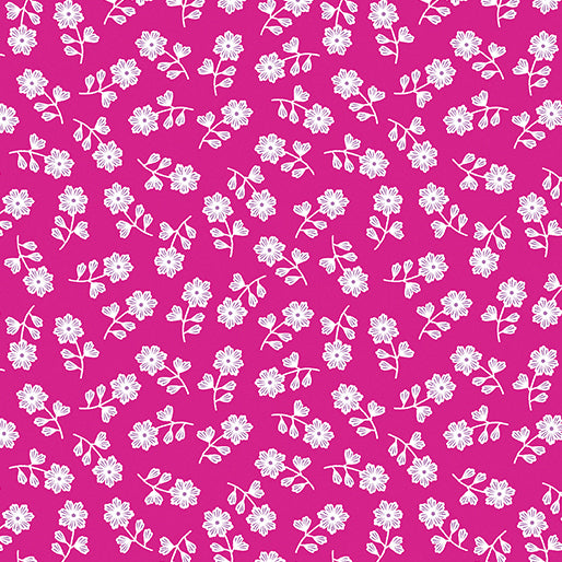 Benartex Bloom Toss Tonal Raspberry Blooming Denim 13282-24