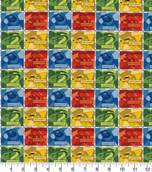 $5/yard $45/10 yard Bolt Licensed Harry Potter Stained Glass Blocks 23800500JAS