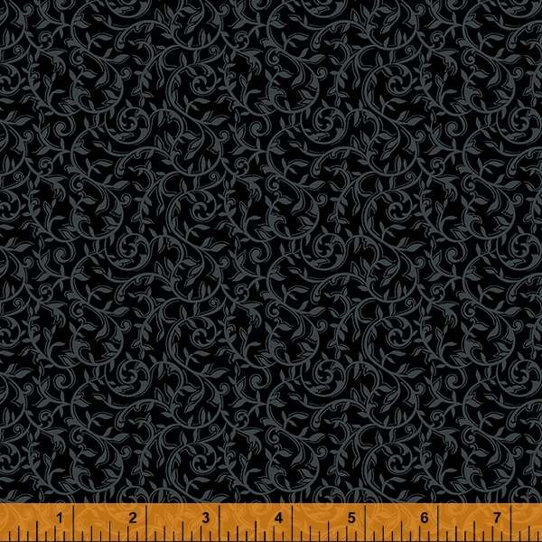 Windham Opposites Attract Scrollwork Black on Black 52655A-2