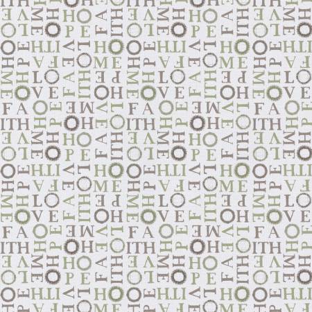 $5/yard $35/BOLT Faith Hope Love Words on White