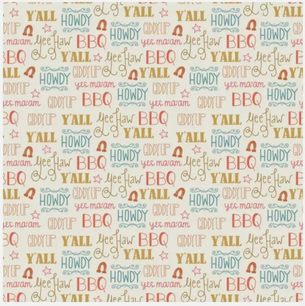 Southern Charm Words on Cream (1 yard PRE-CUT)
