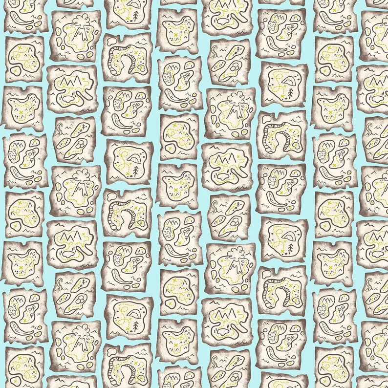 RJR Fabrics Kraken Treasure Map Ocean Air JG102-OA3