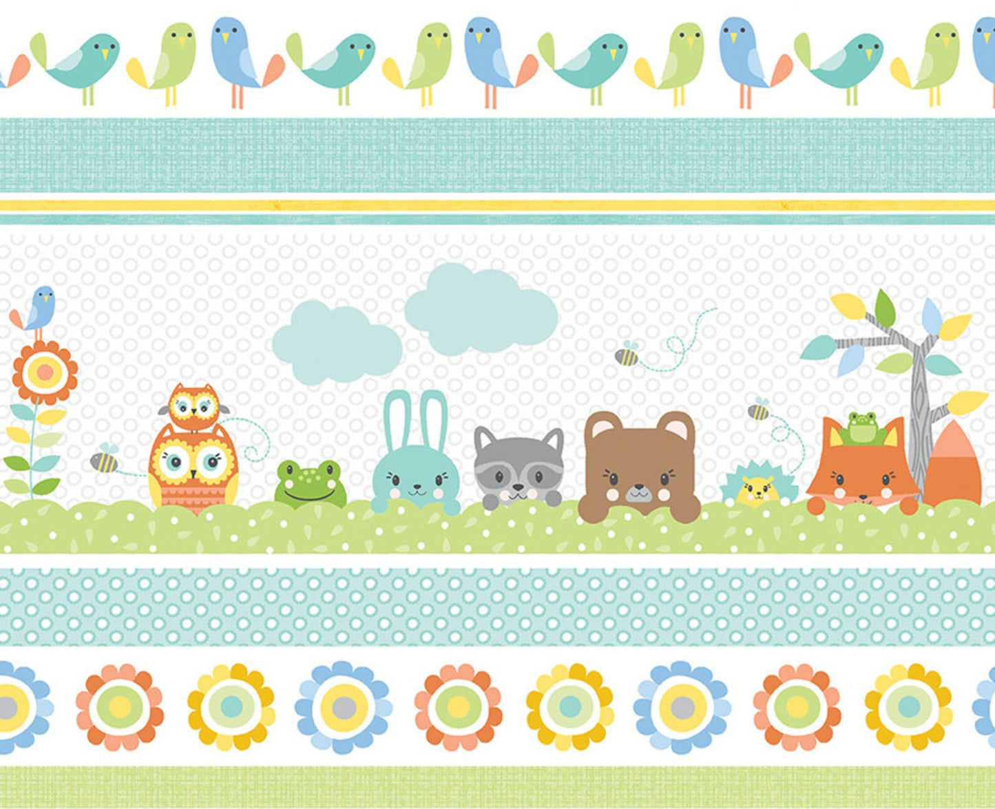 8002 Benartex Playhouse Pals Forest Animal Border Stripe 13203-99