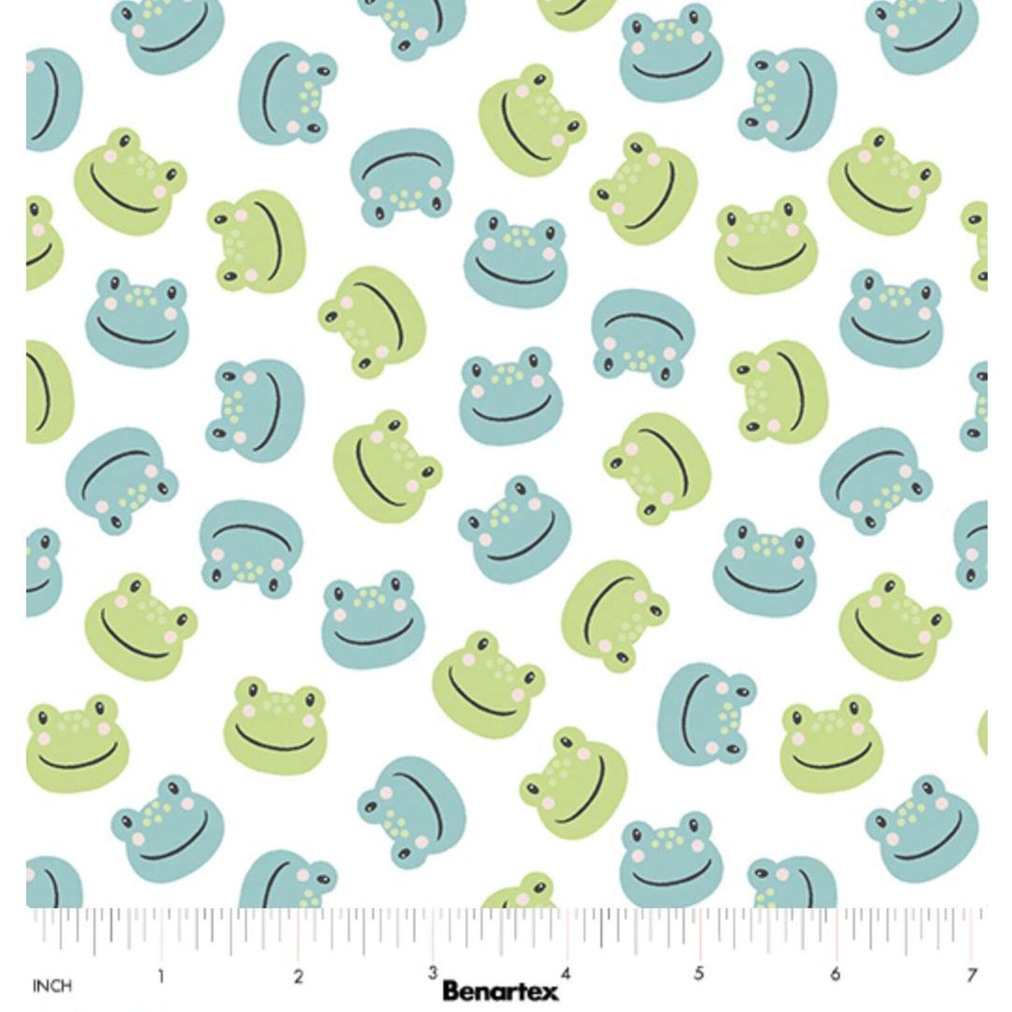 8006 Benartex Playhouse Pals Ribbet Frogs White 13206-09