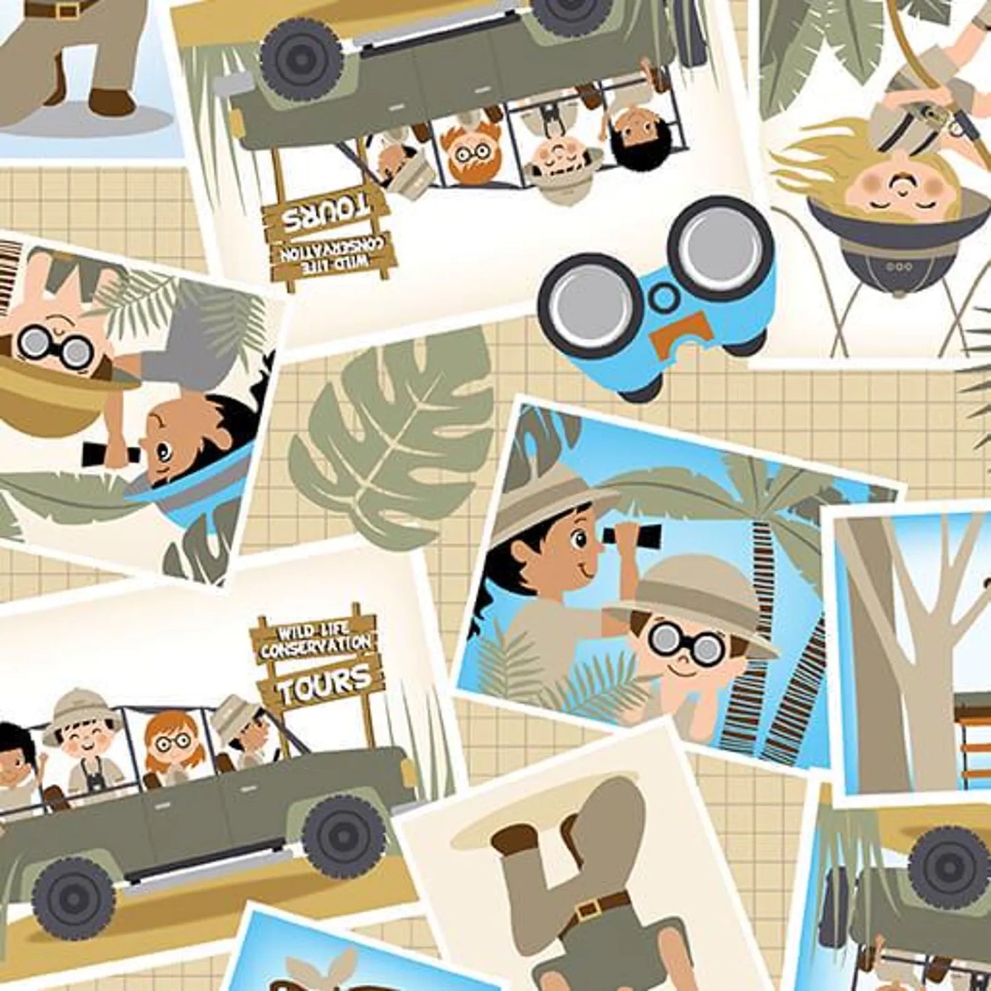 8013 Benartex Safari Adventure Safari Greetings Cream 12950