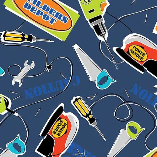 8031 Benartex Construction Crew Tool Time Navy 9995GL-55