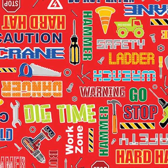 8033 Benartex Construction Crew Constriction Lingo Red 9992GL-10