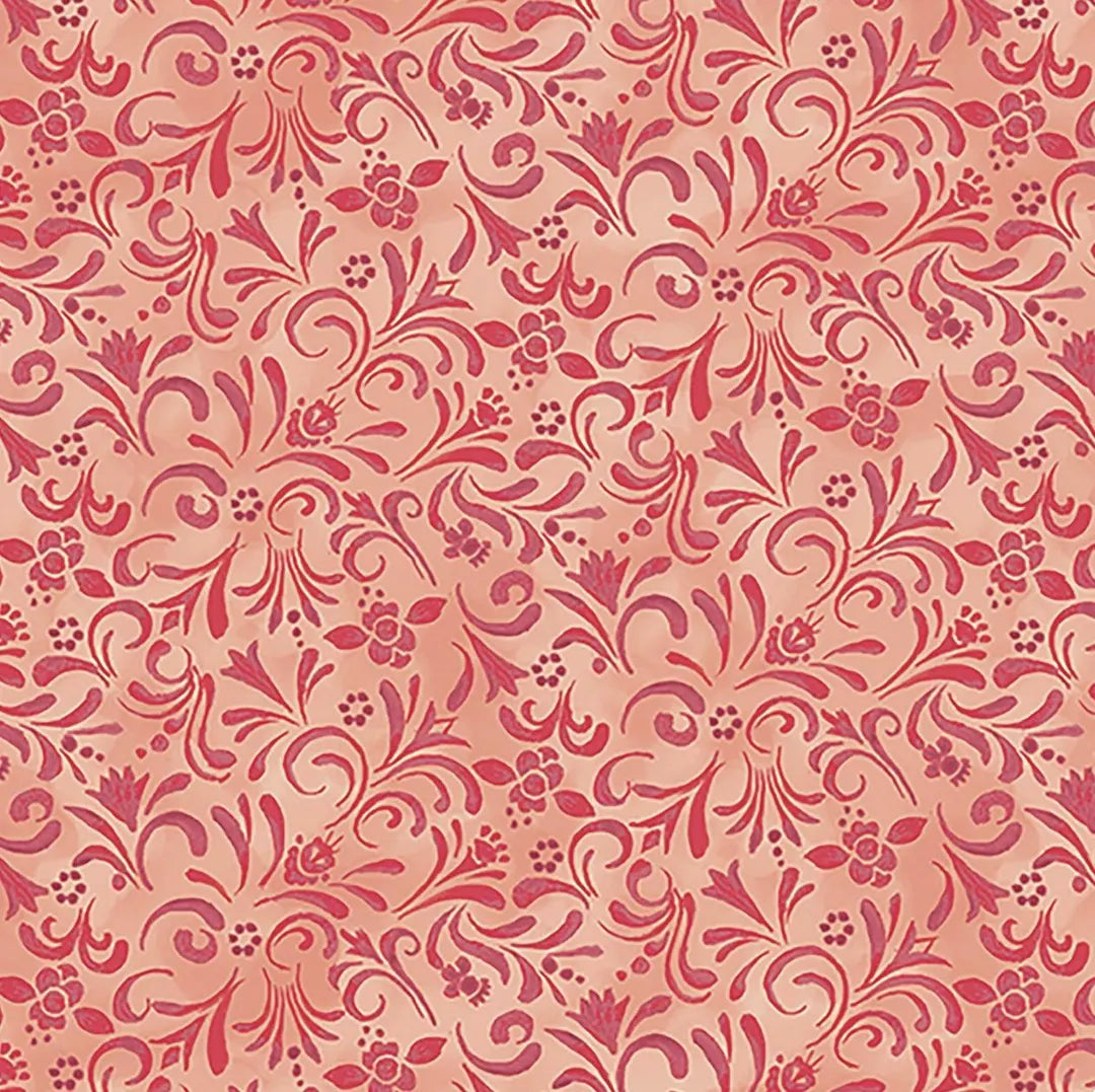 8068 Benartex Designer Fabrics Shorelights Scroll Red Coral 09440-10