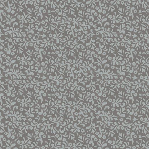Benartex River's End Floral Scroll Grey Christmas Flowers 6280-13