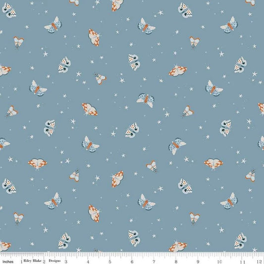 Riley Blake Camp Woodland Denim Moths C10462
