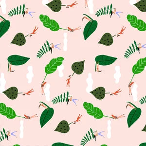 Paintbrush Studios Fabrics Green Thumb Girls Coral 120-19671