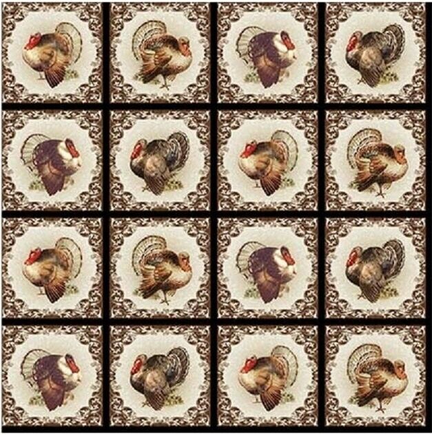 Benartex Turkey Time Squares Natl Multi 13102-70