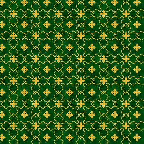 QT Fabrics Born In Bethlehem Medallion Green 1649-28939-G
