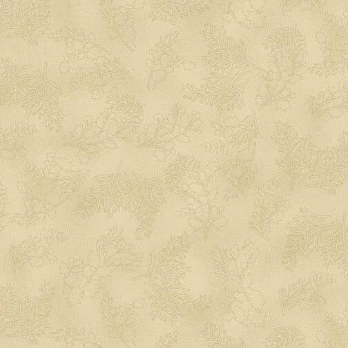 8603 Benartex Designer Fabrics Charm Holiday Pine and Holly Tan P9605-70