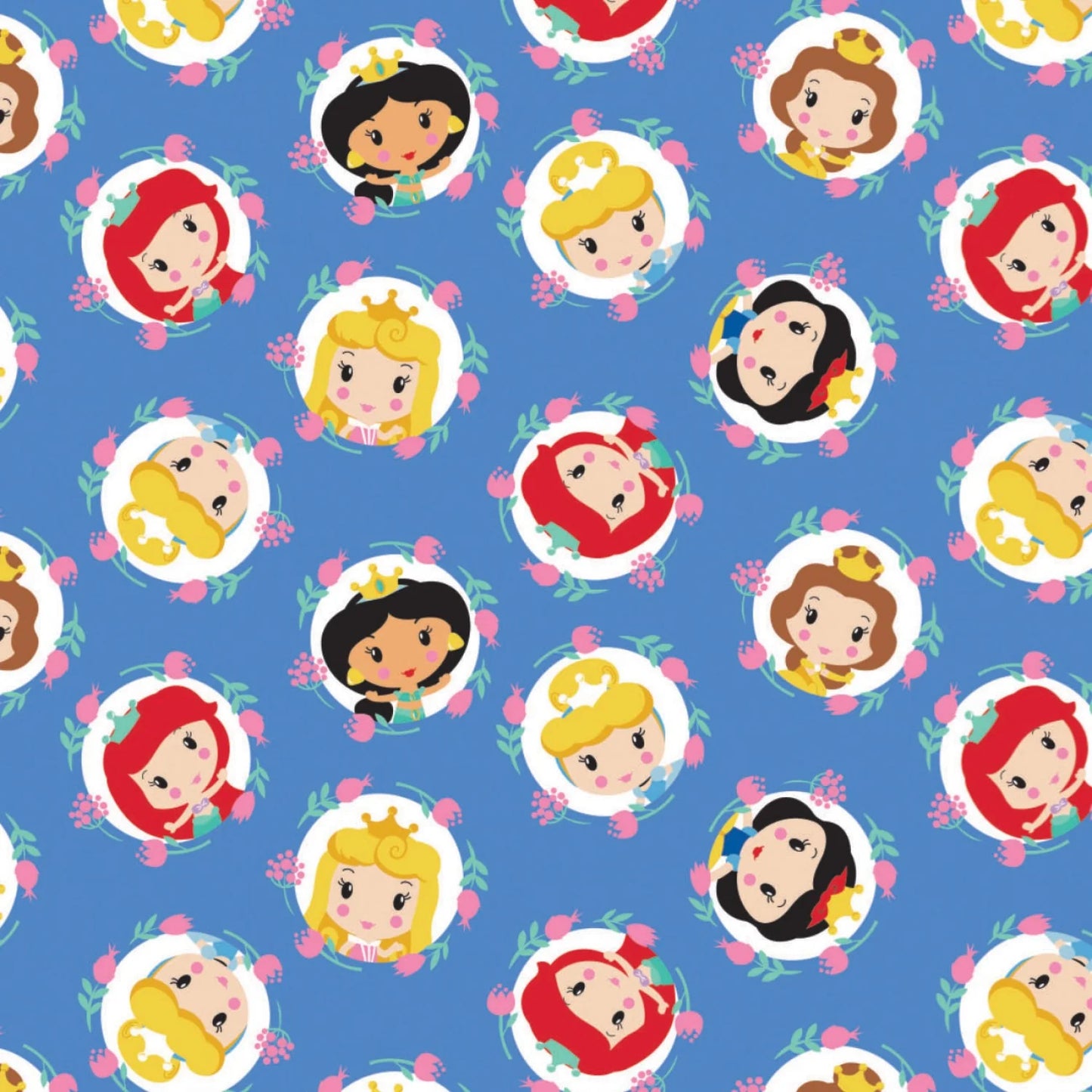 8648 Camelot Fabrics Disney Princess Kawaii Cute Little Princess Frames 85101901 Blue