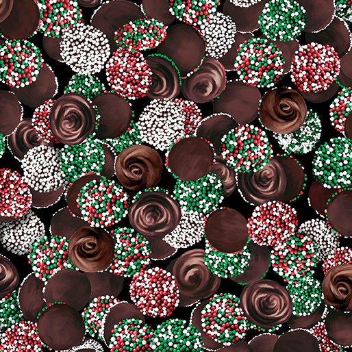 8668 Benartex Designer Fabrics Sweet Holidays Chocolate Nonpareils Multi 12779-99