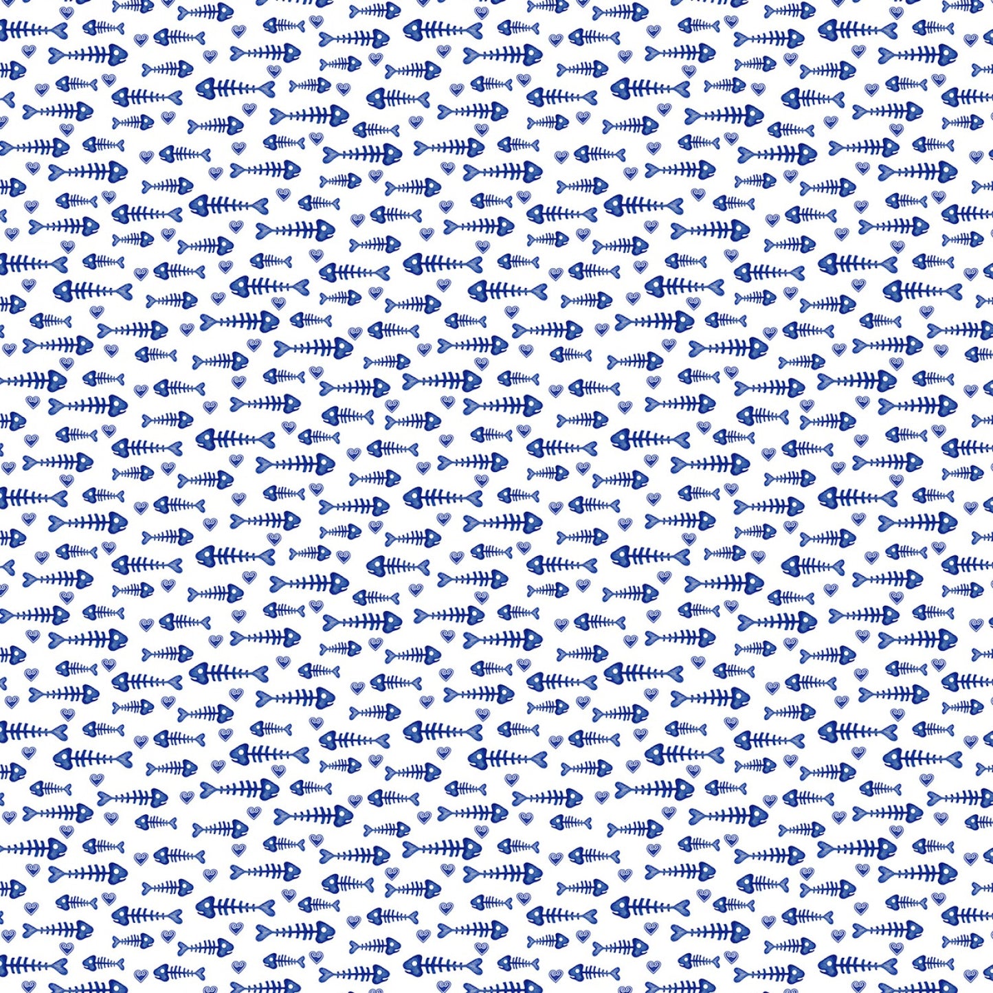 8687 Benartex Designer Fabrics Kitty City Fish Bones White 12472-09