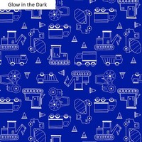 8703 Benartex Designer Fabrics Construction Crew Glow in the Dark Trucks GL9994 Blue