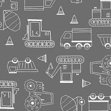 8704 Benartex Designer Fabrics Construction Crew Glow in the Dark Trucks GL9994 Gray