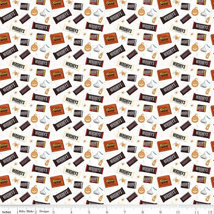8719 Riley Blake Designs Hershey Halloween Candy Toss White C11981