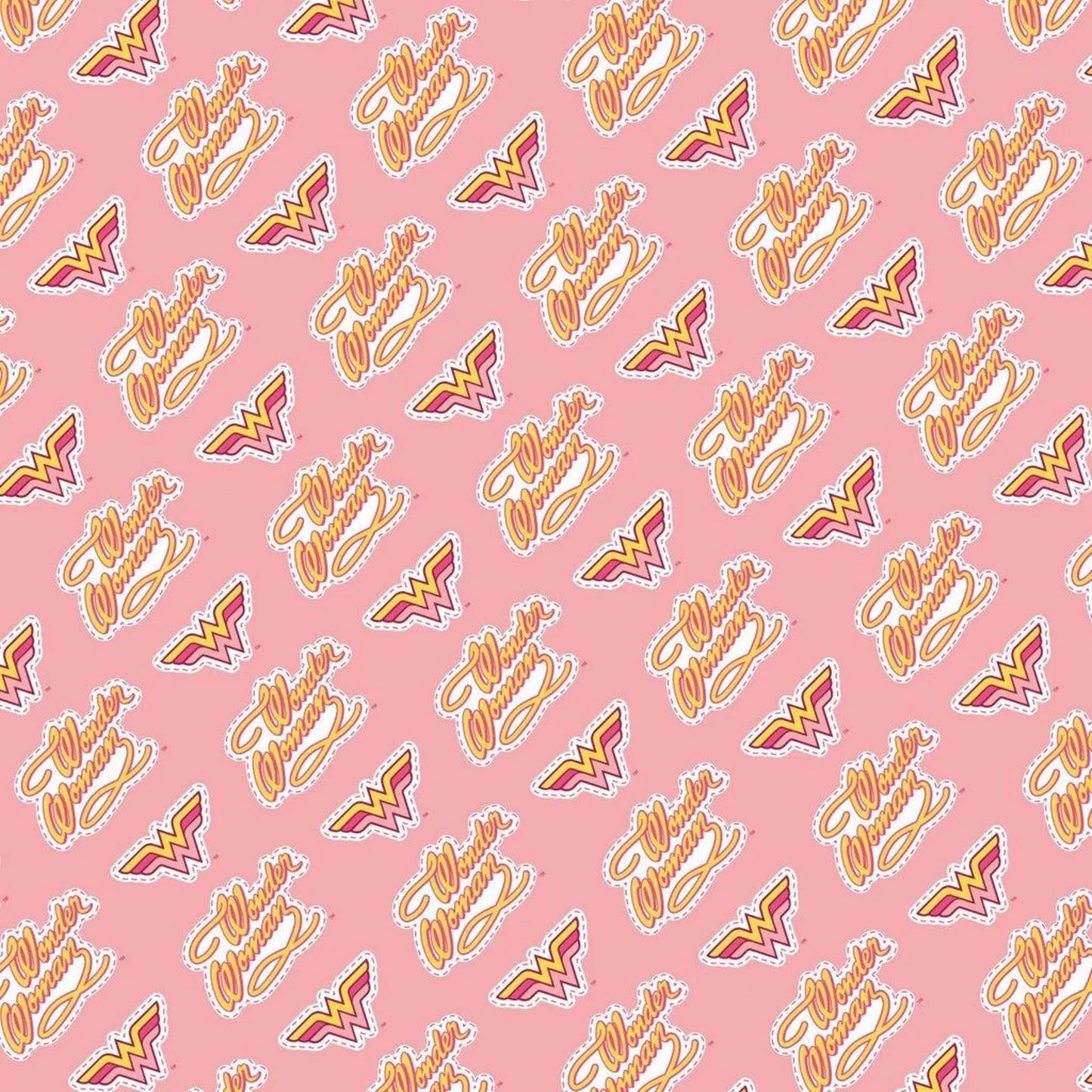 8748 Camelot Fabrics Licensed DC Comics Wonder Woman Jr Retro Logo Pink 23421460