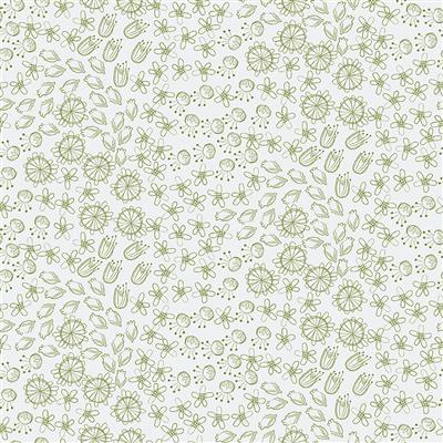 Clothworks Crocodile Smiles Floral Linework Mist Gray Green Y3394-116