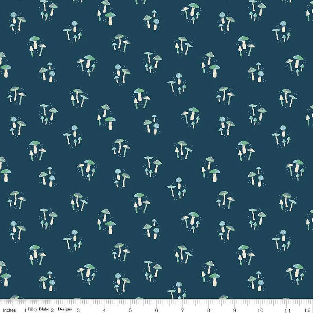 Riley Blake Wildwood Wander Mushrooms C12433 Navy