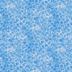 QT Fabrics Sun Cruisers Blue Scrolls
