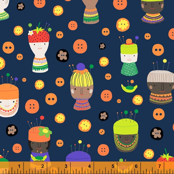 Windham Fabrics Sew Good Pincushions Navy 52881-1