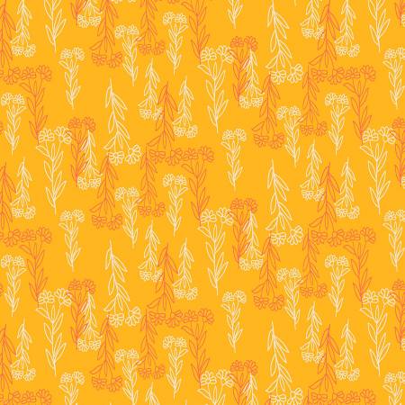 RJR Fabrics Flower Doodles Delicate Floral Orange