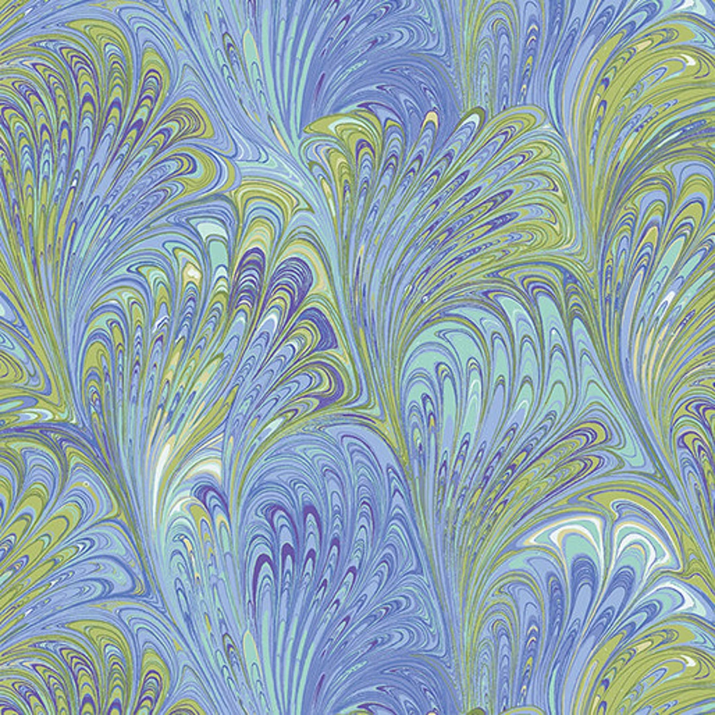 9449 Benartex Designer Fabrics Flower Festival Swirl Fan Pale Blue 1036-05