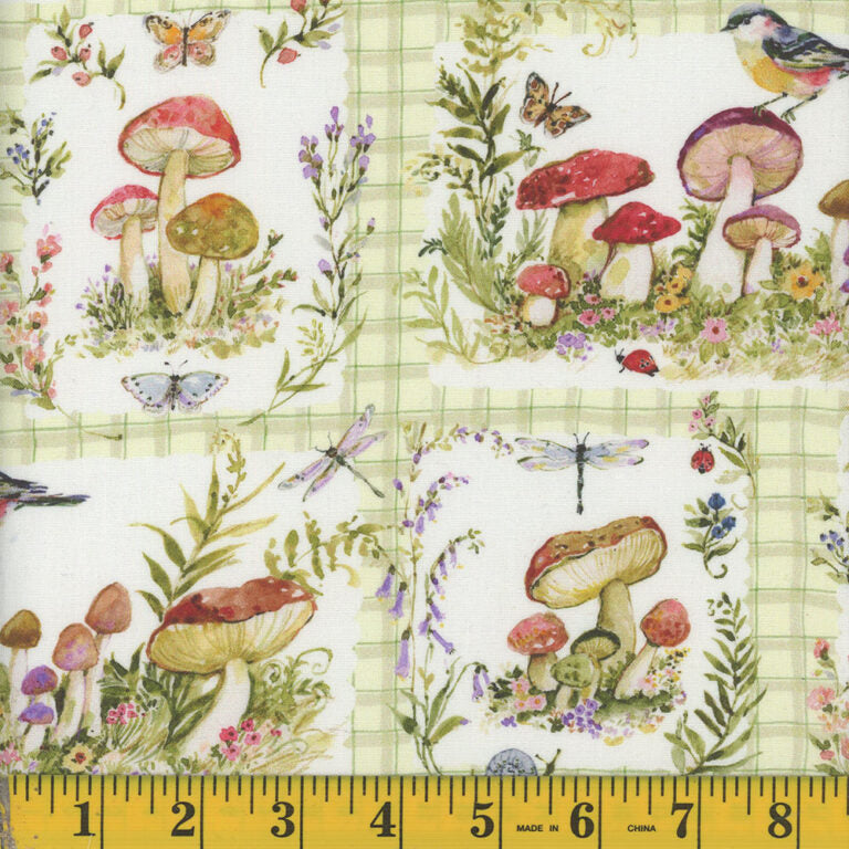 9528 Springs Creative Intriguing Mushrooms on Plaid 143344