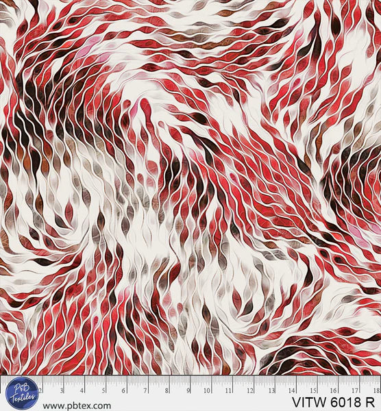 9568 P&B Textiles 108" Wide Back Harmonious Strokes Red VITW06018R