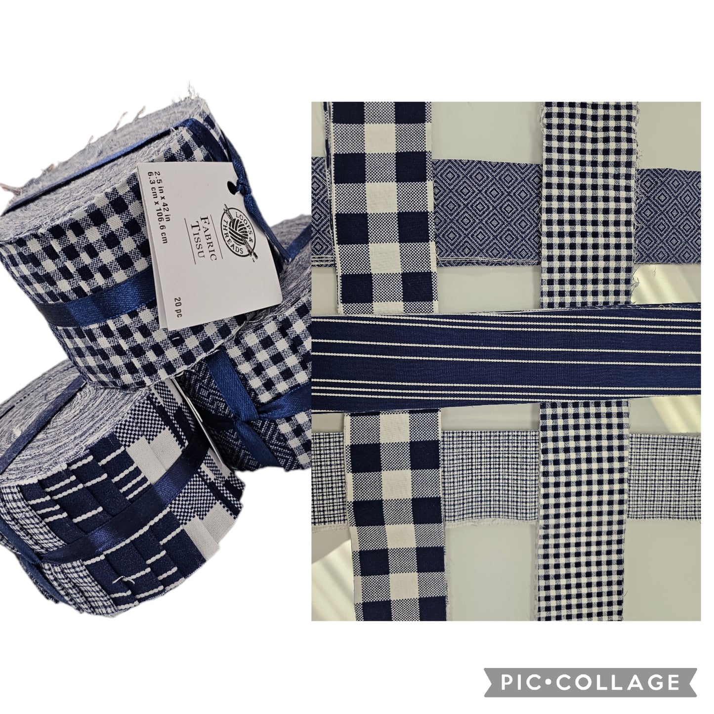 2 1/2" Strip Set NAVY & WHITE PRINTS by Loop & Threads