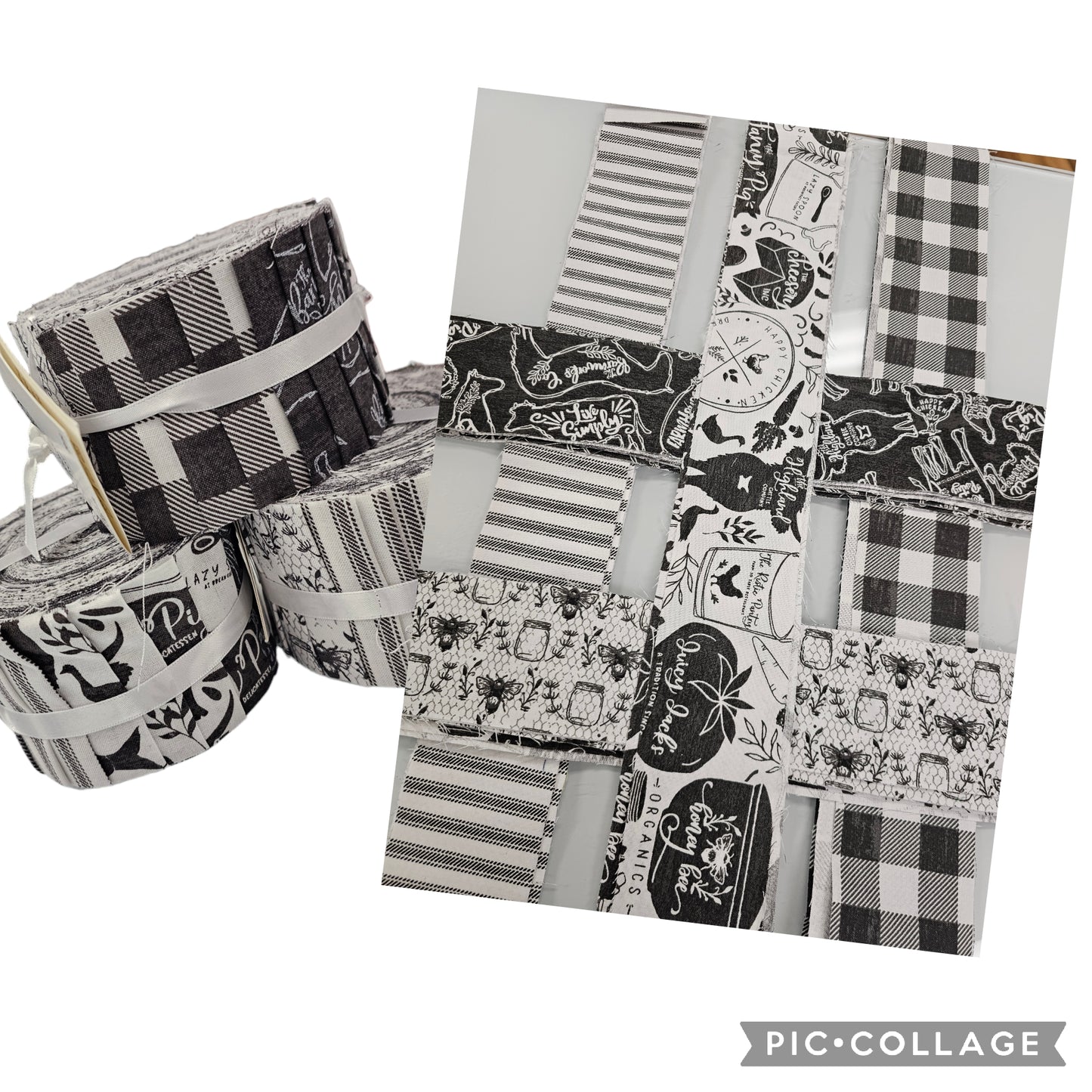 2 1/2" Strip Set BLACK & WHITE FARM PRINTS by Loop & Threads