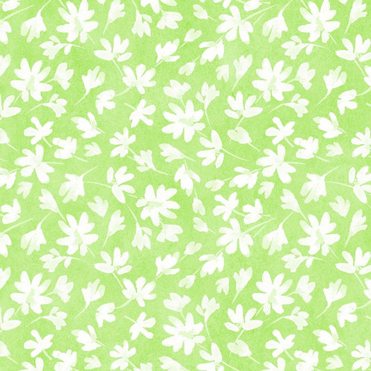 P&B Textiles Full Bloom Monotone Flowers Light Green 04650-LG